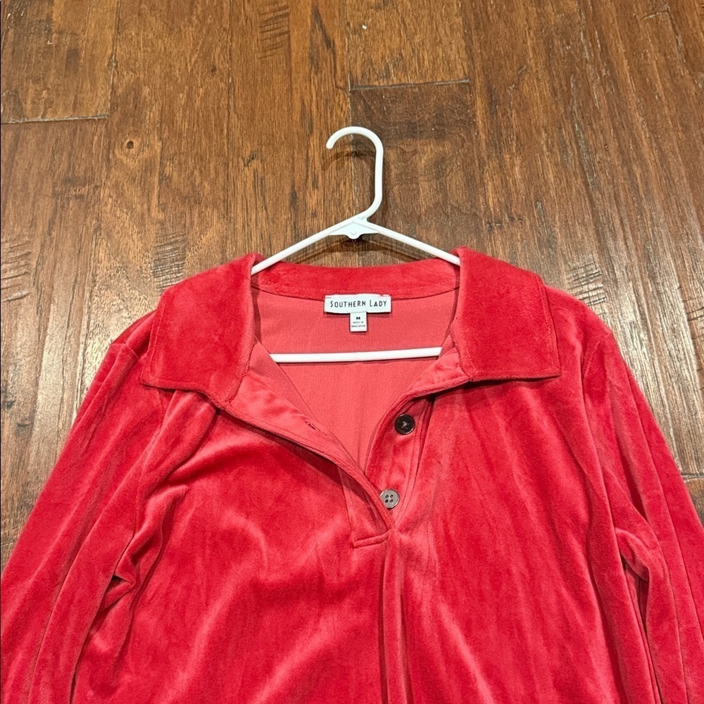 Alfred Dunner Vibrant Velvet Material Red Women's Jacket - Picture 6 of 9